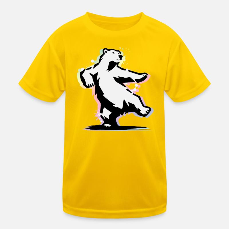 Dancing polar bear in stencil style Kids Functional T-Shirt