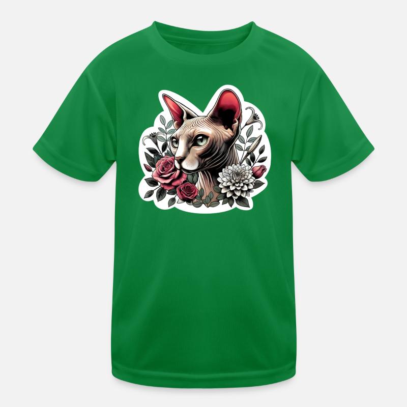 Rose Sphynx Cat Kids Functional T-Shirt
