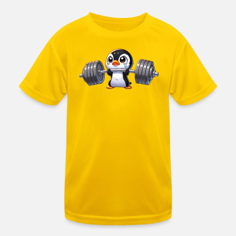 Strong Penguin Workout Dumbbell Training Kids Functional T-Shirt