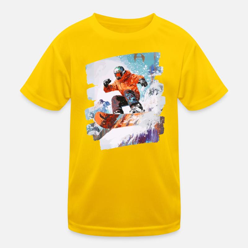 Snowboarder powder snow Kids Functional T-Shirt