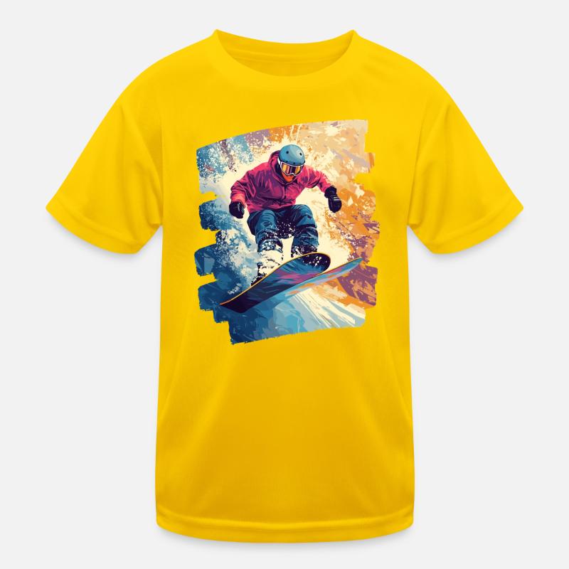 Snowboarder powder snow Kids Functional T-Shirt