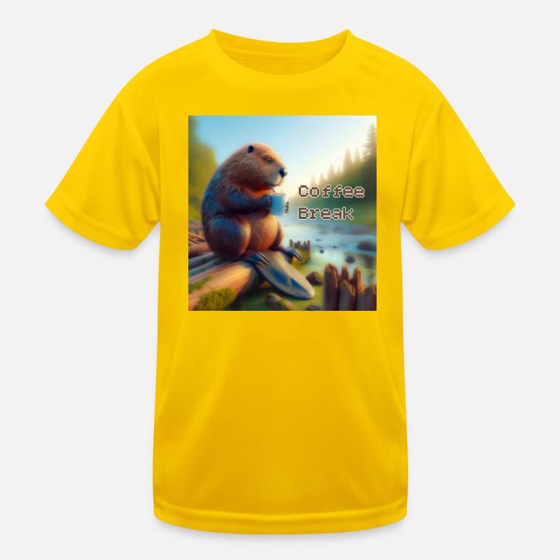 Biber Kaffeepause Kinder Funktions-T-Shirt