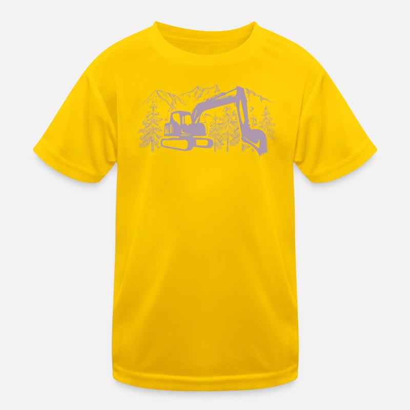 Bagger Silhouette Baugeräteführer Arbeit Kinder Funktions-T-Shirt