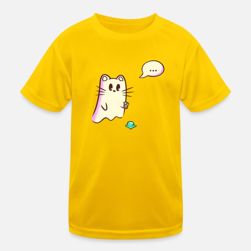 Geister Katze lässt Eis fallen - Oops Kinder Funktions-T-Shirt