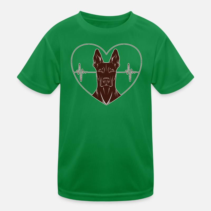 Herz Dobermann Design – Rust Look Kinder Funktions-T-Shirt