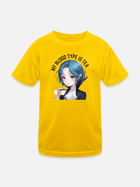 Meine Blutgruppe ist Tee - Kinder Funktions-T-Shirt - Eigelb