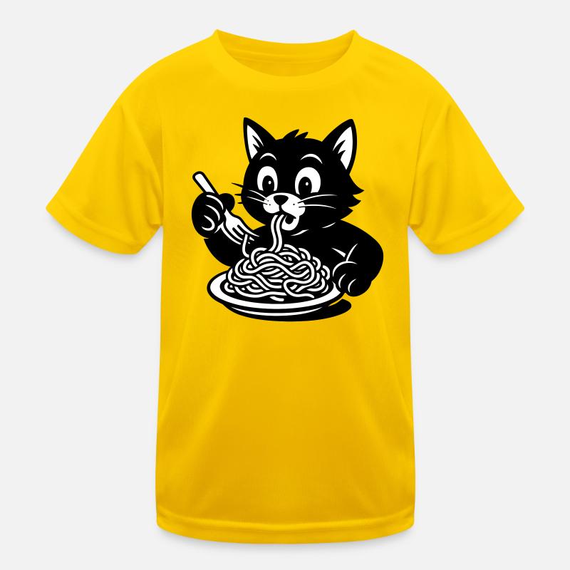 Cat Eats Spaghetti Meme Kids Functional T-Shirt