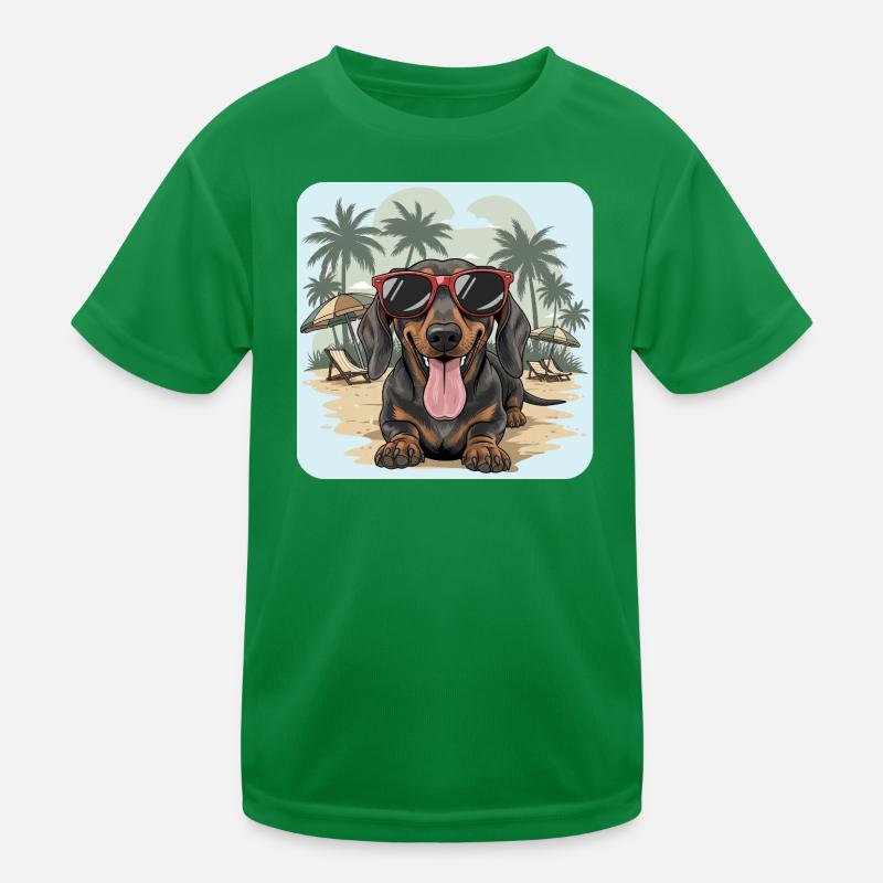 Teckel de plage Teckel Teckel avec lunettes cool T-shirt sport Enfant