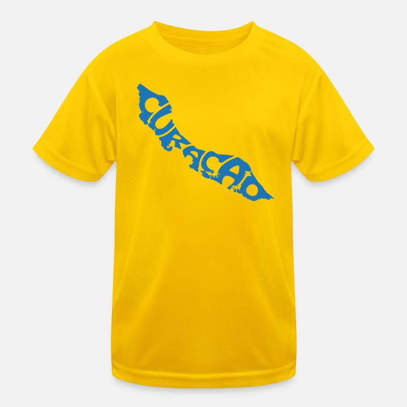 Curacao Map Artistic Typography Design Kids Functional T-Shirt