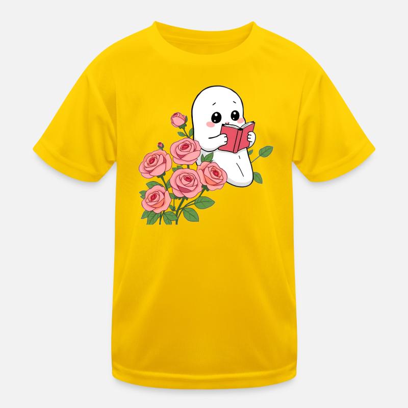 Gespenst liest ein Buch Kinder Funktions-T-Shirt