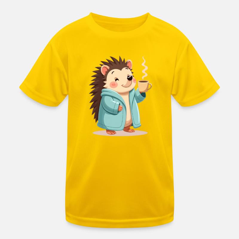 Hedgehog Mit Kaffee Pullover Design Kinder Funktions-T-Shirt