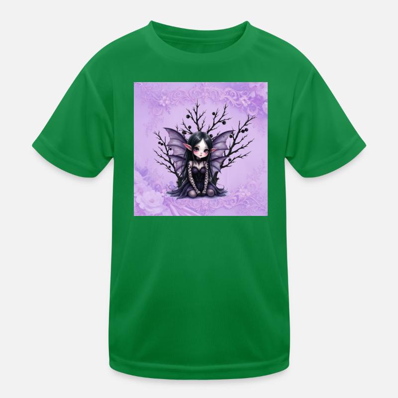 Vampir Fee Mädchen auf dunklem Baum Kinder Funktions-T-Shirt