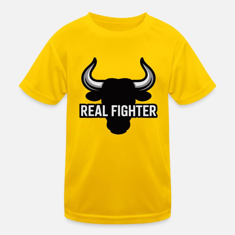 Fetter Bullenschädel mit echtem Kämpfertext Kinder Funktions-T-Shirt