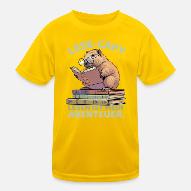 Lese - Capybara: Der Bücherwurm Kinder Funktions-T-Shirt