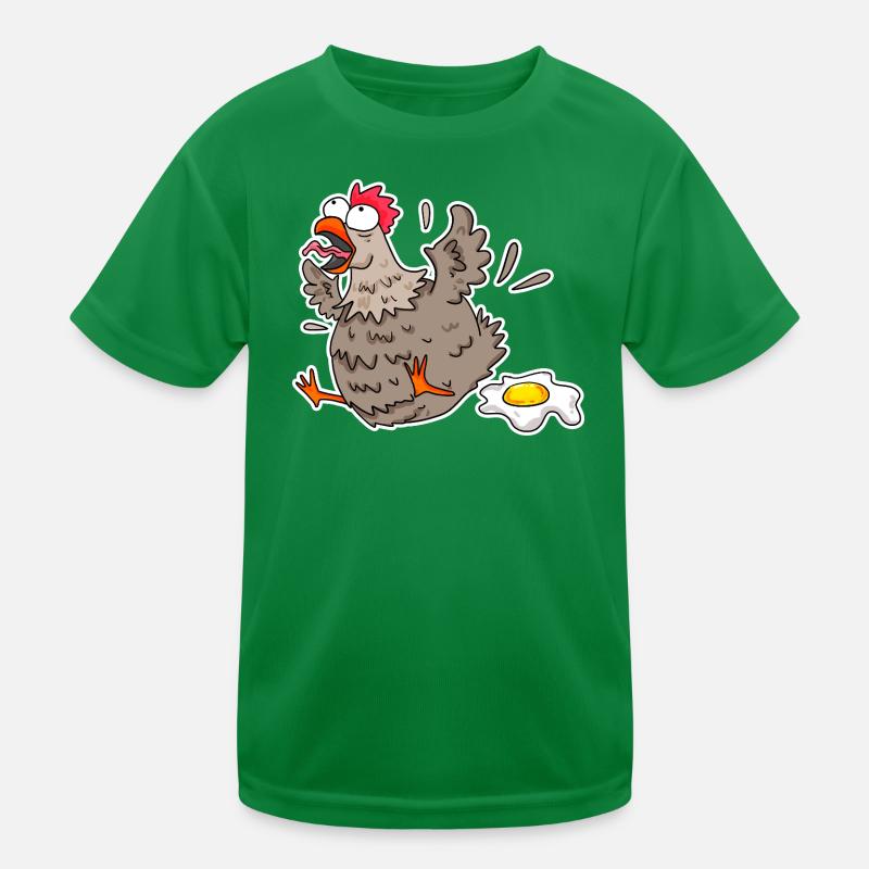Poulet drôle avec oeuf dessin animé T-shirt sport Enfant