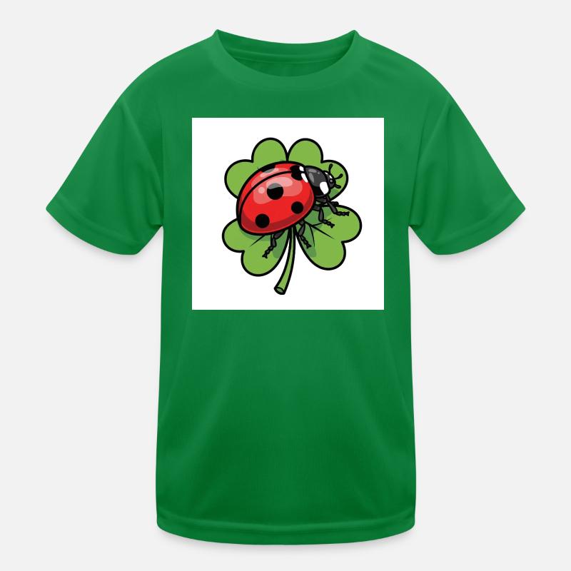 Kleeblatt mit Marienkäfer Design Kinder Funktions-T-Shirt