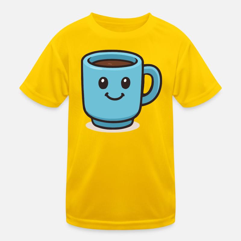 Fröhlicher Kaffeebecher Kinder Funktions-T-Shirt