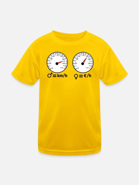 Sportlich und sparsam - Kinder Funktions-T-Shirt - Eigelb - Vorne