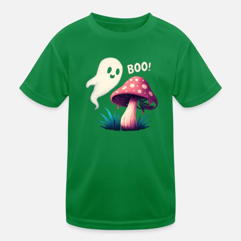 Mystical mushroom with ghost accent Kids Functional T-Shirt