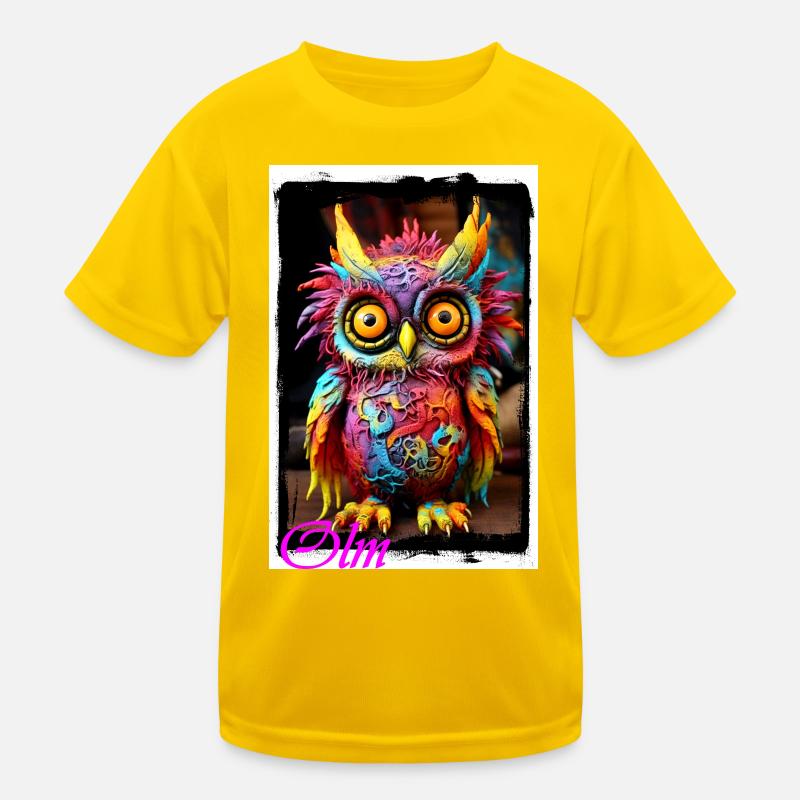 Bunte Fantasiewelt Eulenfigur Puppe Textil Märchen Kinder Funktions-T-Shirt