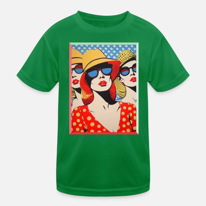 Trois dames Pop Art avec chapeaux de soleil Soleil de vacances T-shirt sport Enfant