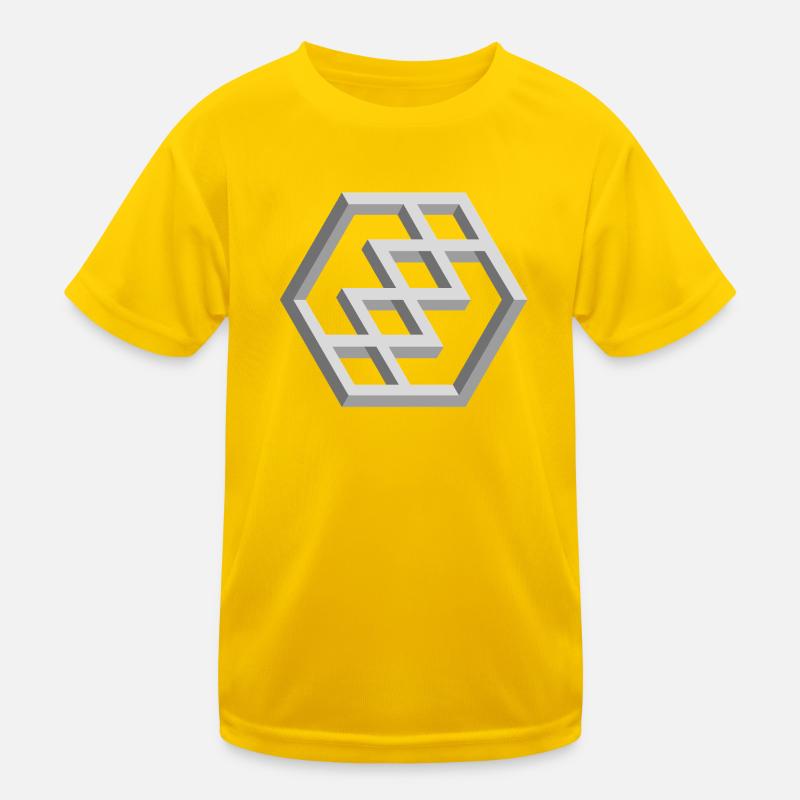 Futuristic Geometry Pattern - Kids Functional T-Shirt - egg yellow