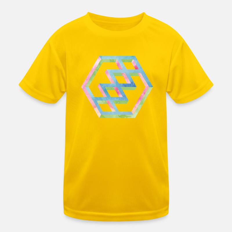 Abstract Colorful Hexagon Pattern Kids Functional T-Shirt