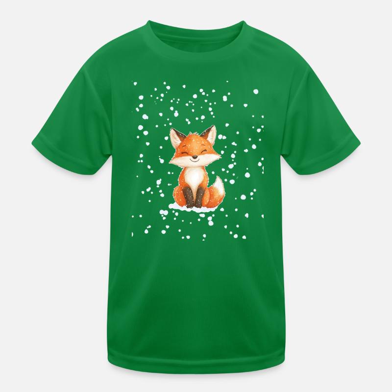 Fuchs mit Schneeflocken Kinder Funktions-T-Shirt