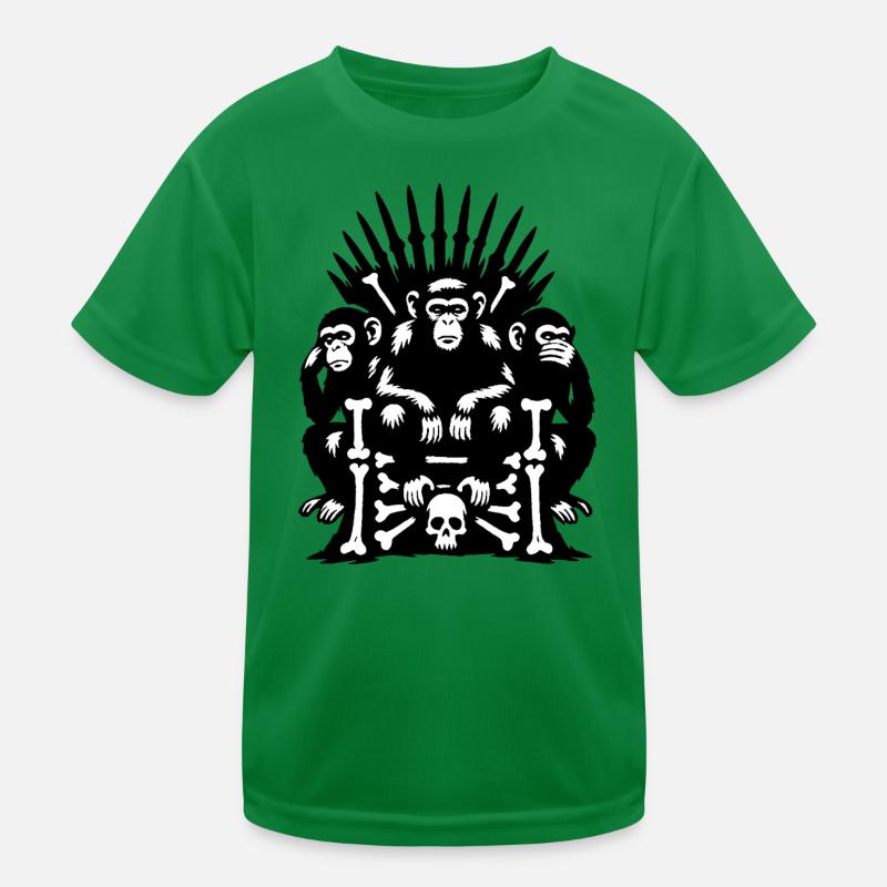 Monkeys on Skull and Bones Throne Kids Functional T-Shirt