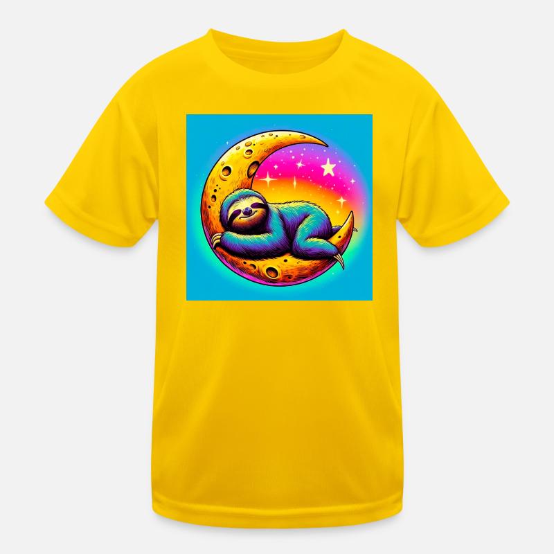 Sloth sleeps on the Moon Kids Functional T-Shirt