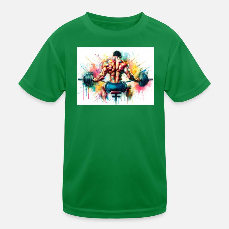 Barbell squat weightlifter Kids Functional T-Shirt