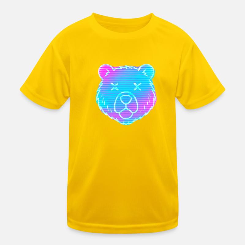 Neon Bärenkopf Gradient Kinder Funktions-T-Shirt