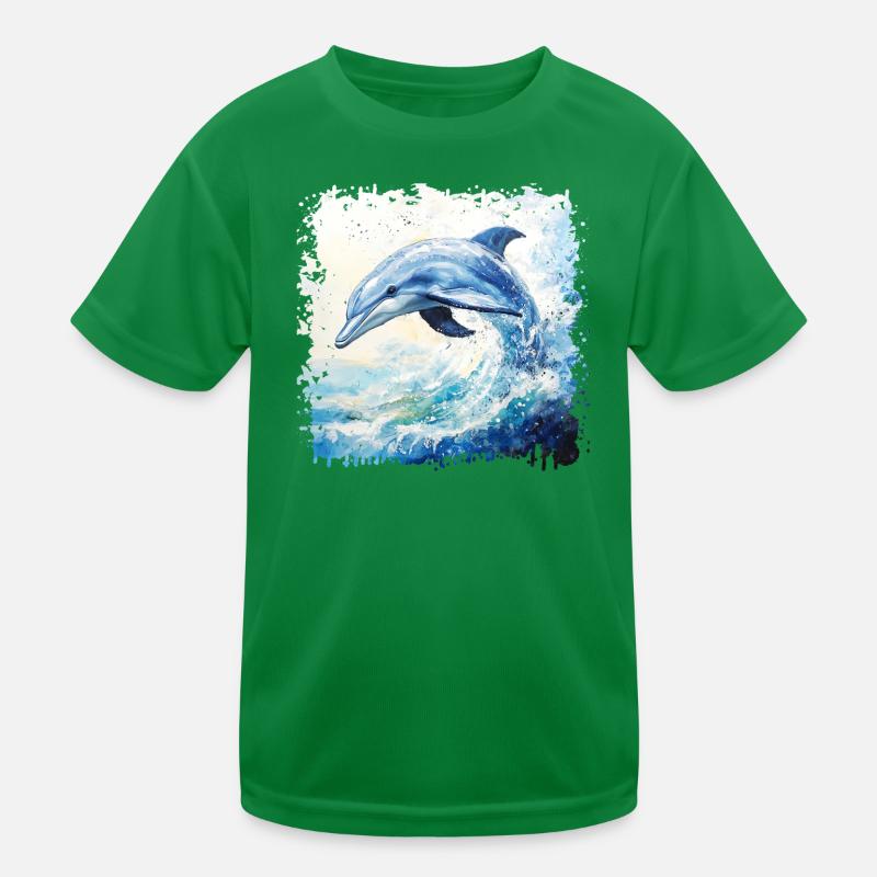 Dauphin amusant dans un tourbillon d’aquarelle T-shirt sport Enfant