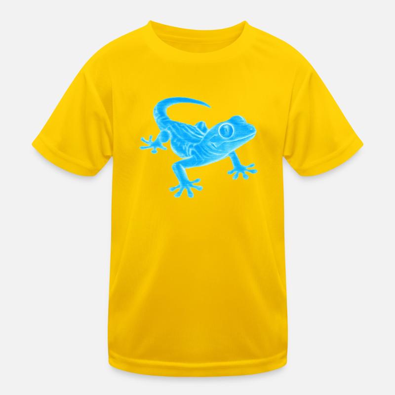 Blauer Gecko Silhouette Muster Kinder Funktions-T-Shirt