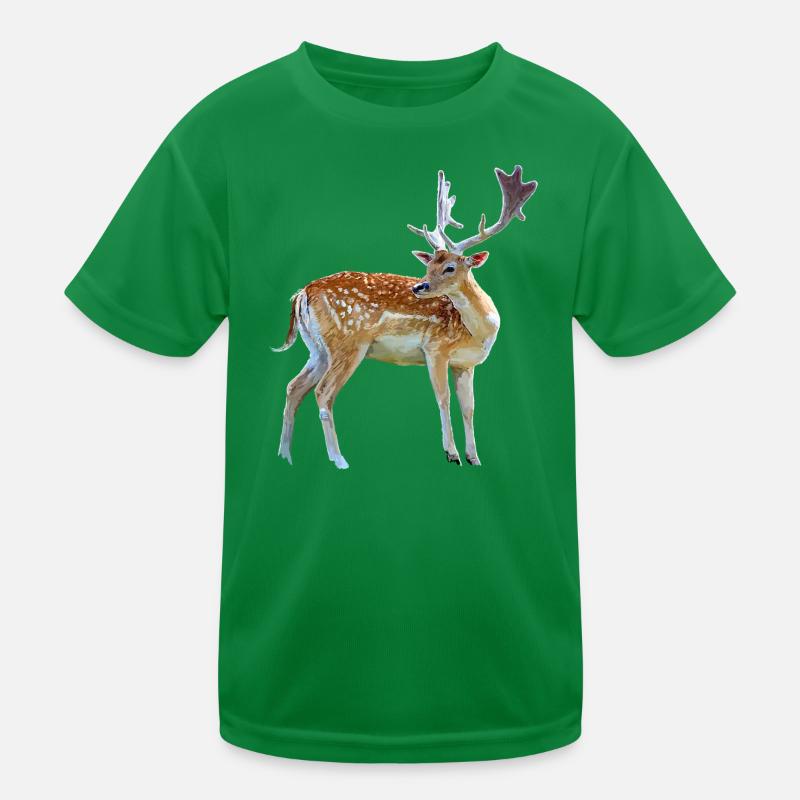 Watercolor deer with antlers Kids Functional T-Shirt