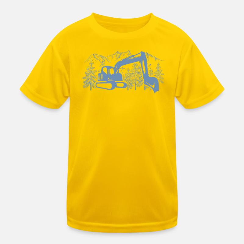 Bagger Silhouette Baugeräteführer Arbeit Kinder Funktions-T-Shirt