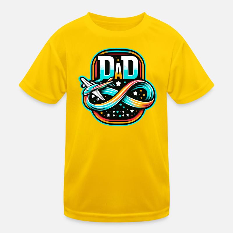 Dad Flight Emblem, Pilot Father  Kids Functional T-Shirt