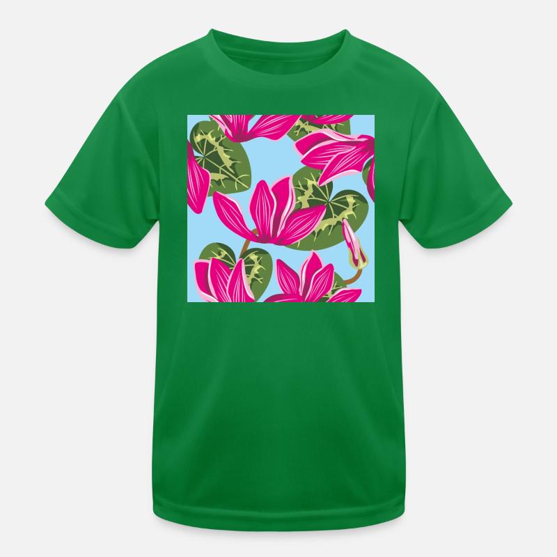 Helles Muster mit Alpenveilchenblüten Kinder Funktions-T-Shirt