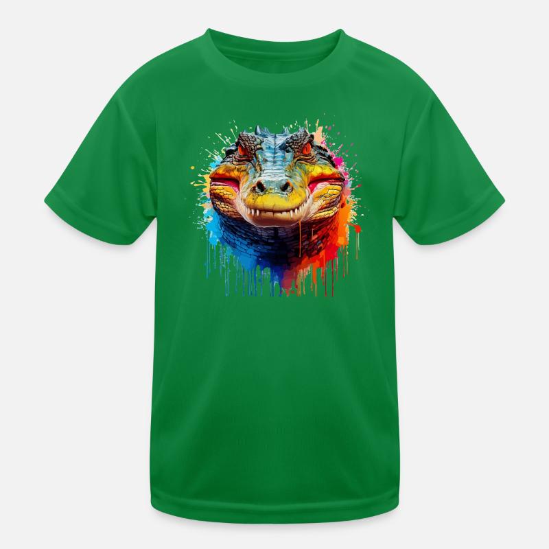 Bunter Krokodil Kopf Splash Kinder Funktions-T-Shirt