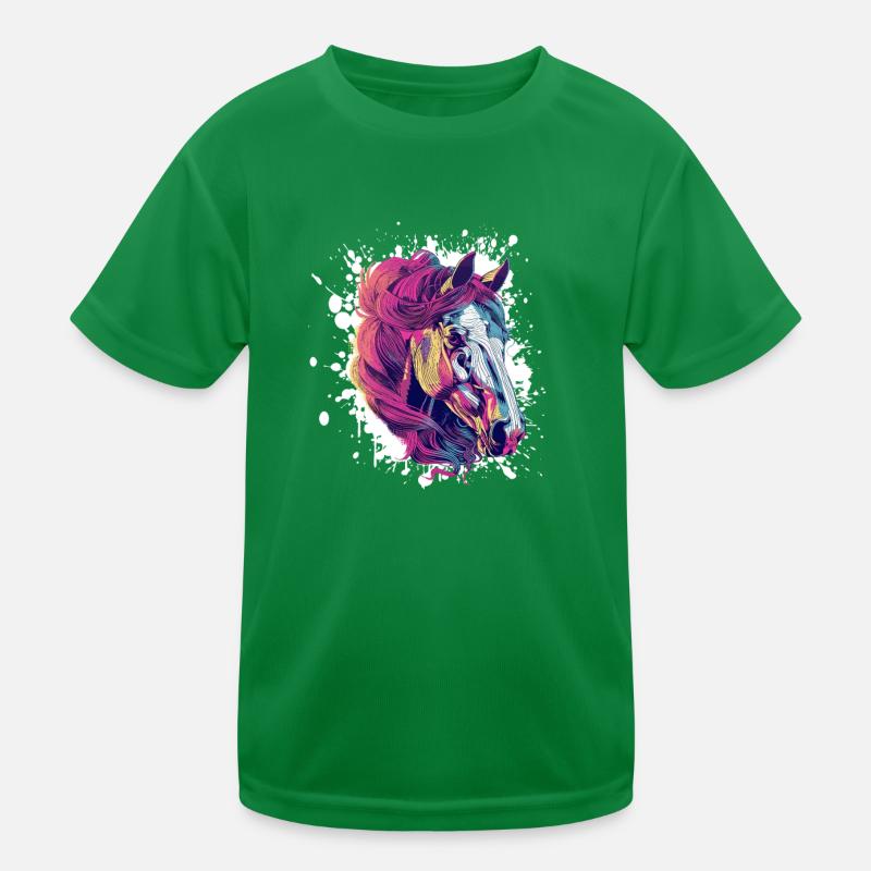 Buntes Pferd PopArt Farbexplosion Kinder Funktions-T-Shirt