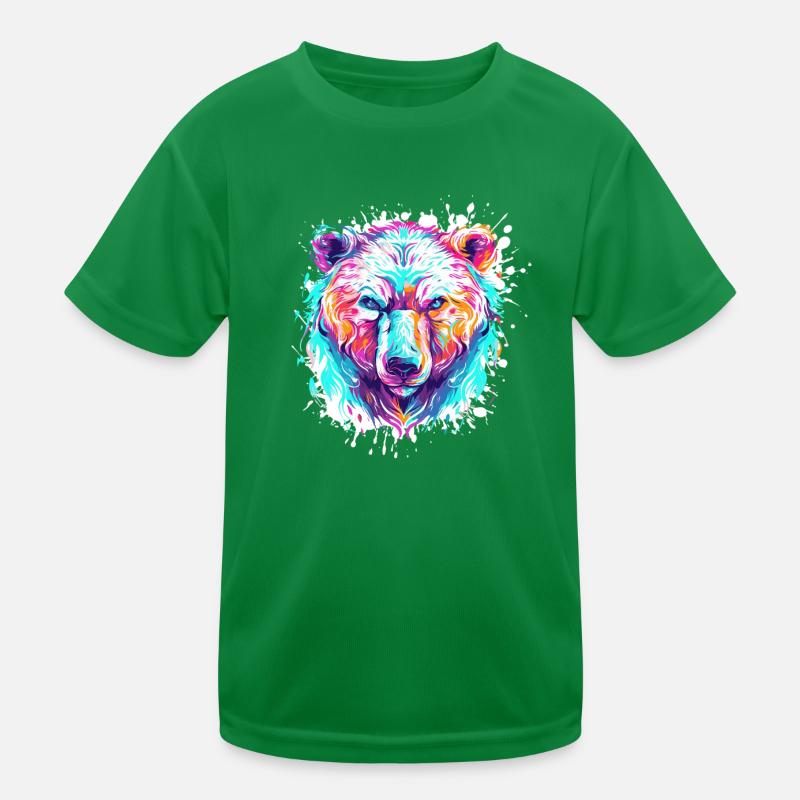 Bear Head Pop Art Splatter Kids Functional T-Shirt