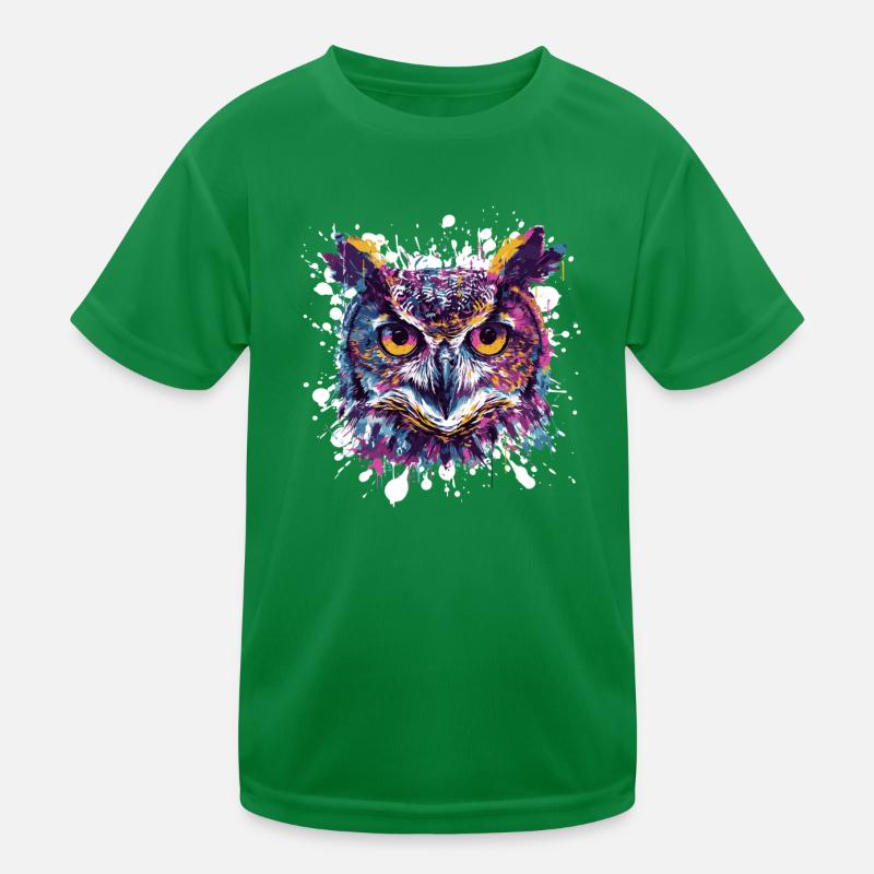 Owl Head Splatter Kids Functional T-Shirt