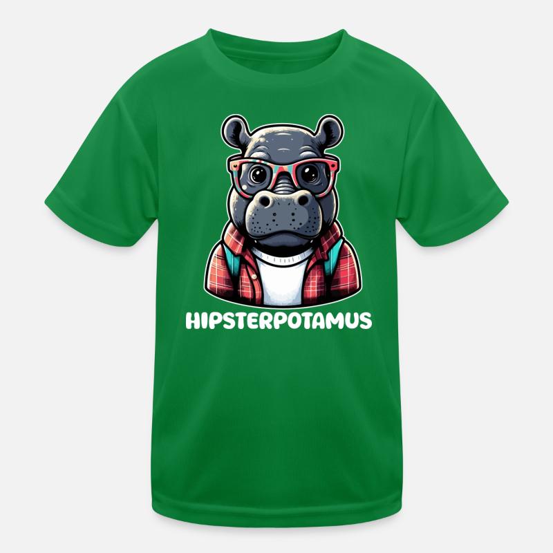 Hippo Hipster Plaid Bunte Brille Kinder Funktions-T-Shirt
