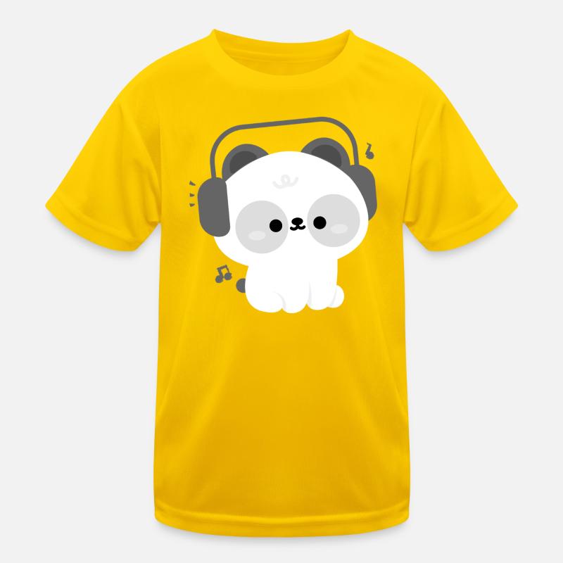 Panda Kopfhörer Kinder Funktions-T-Shirt