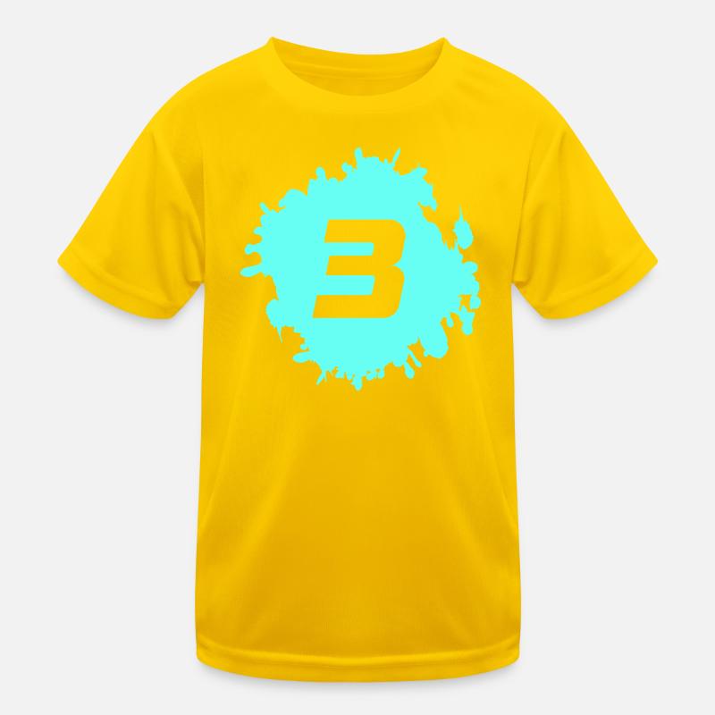 3 Neon Farbklecks Logo Kinder Funktions-T-Shirt