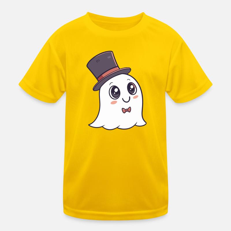 Chic Ghost Hat and Bow Kids Functional T-Shirt