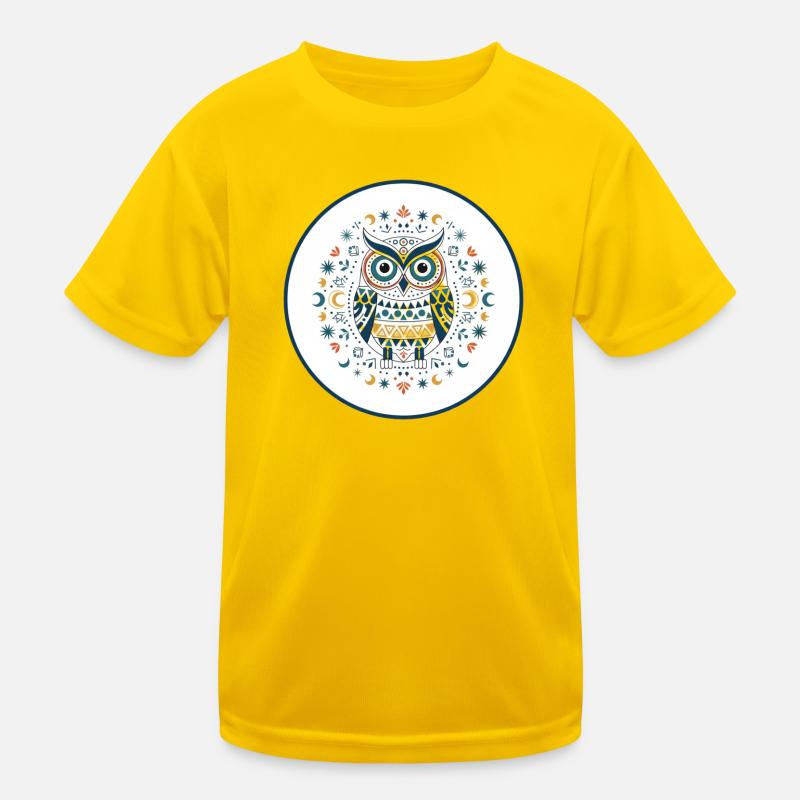 Tawny Owl Mandala Pattern Kids Functional T-Shirt