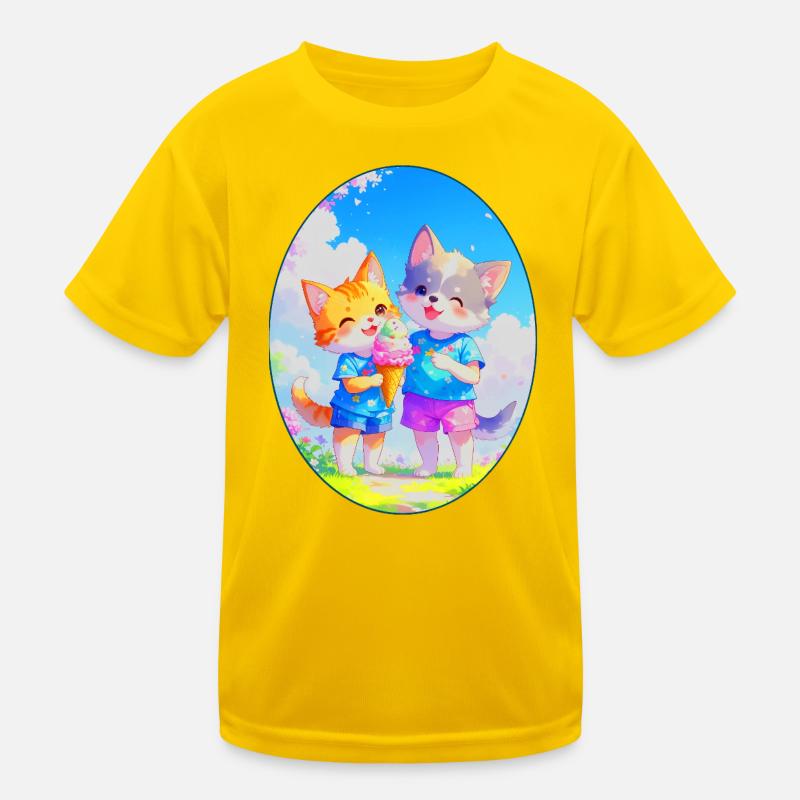 Kätzchen, Hündchen & Eiscreme (Oval) Kids Functional T-Shirt