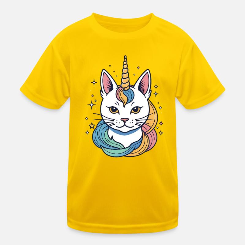 Regenbogen Einhorn Katze Kinder Funktions-T-Shirt