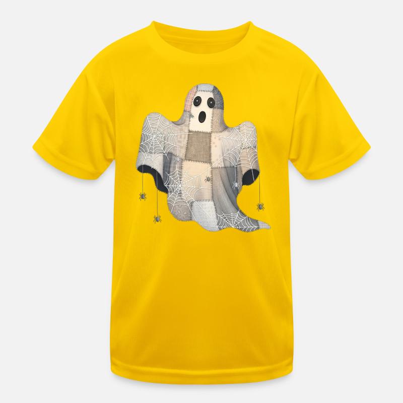 Patchwork Geist mit Spinnennetzen Kinder Funktions-T-Shirt